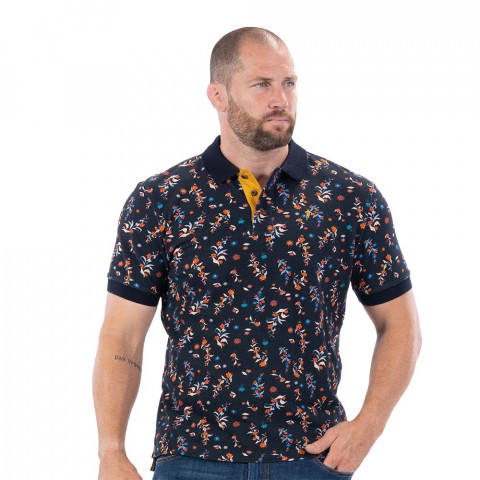 Ruckfield polo shirt with short sleeves rugby flowers navy blue