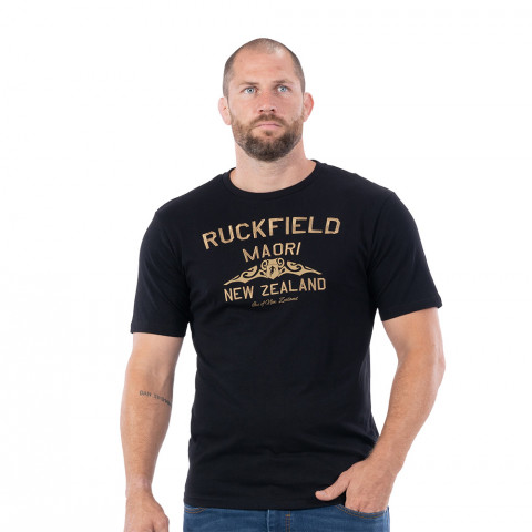 T-shirt Ruckfield à manches courtes rugby Maori noir