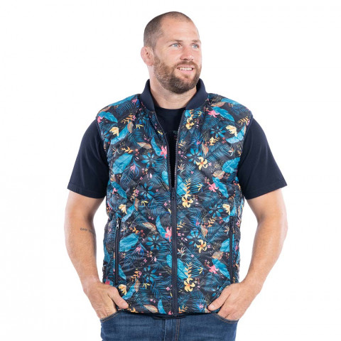 Ruckfield Tropical/navy reversible sleeveless summer down jacket