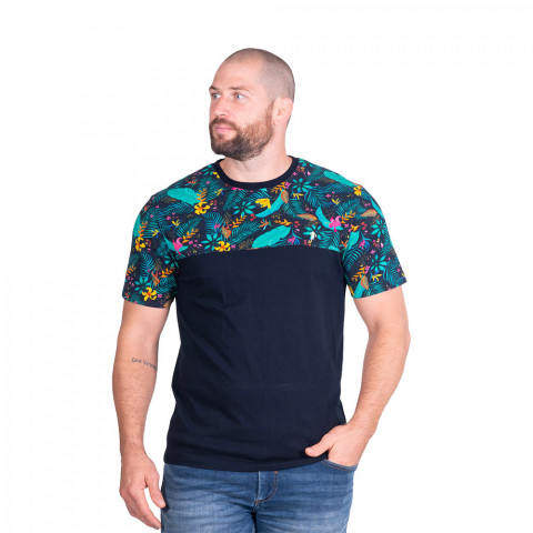 T-shirt à motifs Ruckfield à manches courtes Tropical bleu marine