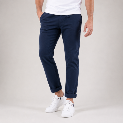 Pantalon en lin Ruckfield bleu marine