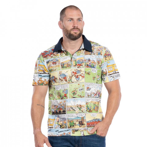 Ruckfield X Asterix short-sleeved comic strip print polo shirt white