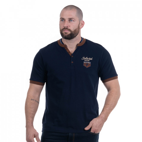 Polo Selected Rugby Ruckfield col officier bleu marine
