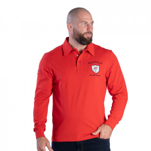 Polo manches longues rugby marron bleu homme - Union Black