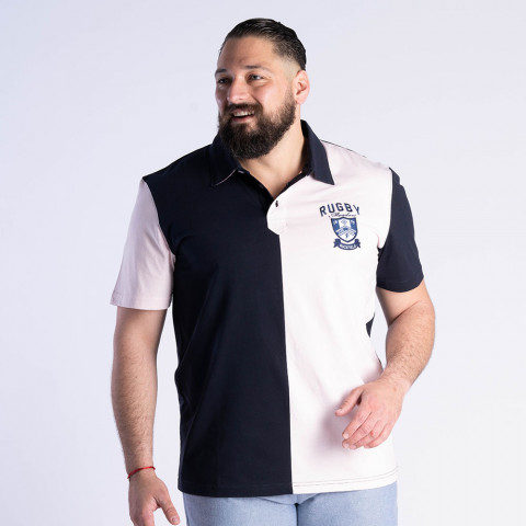 Ruckfield Rugby Club House navy and pink polo shirt