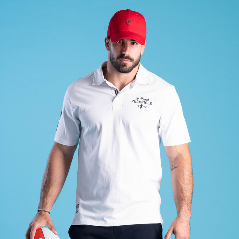 White short-sleeved polo shirt Ruckfield French Rugby Club