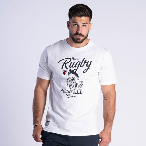 T-shirt Ruckfield French Rugby Club blanc