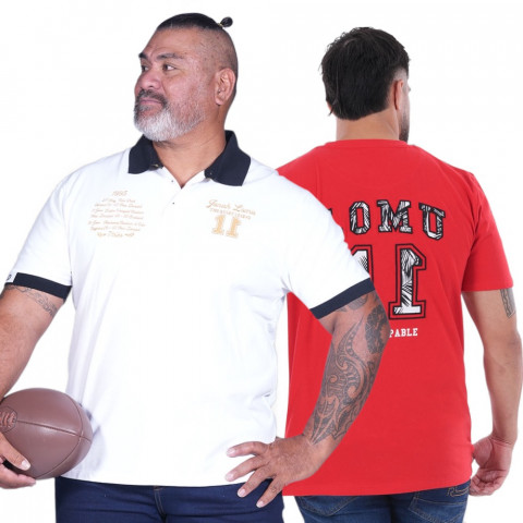 Polo blanc Jonah Lomu à manches courtes + t-shirt offert