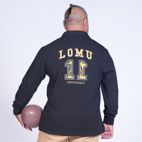Jonah Lomu black long-sleeved polo shirt