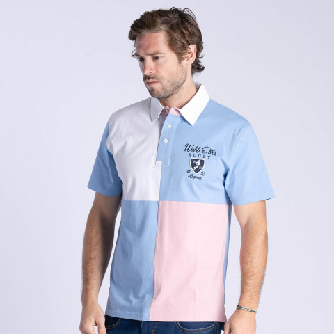 Polo blanc, bleu, rose à manches courtes WEBB ELLIS Rugby Legend 