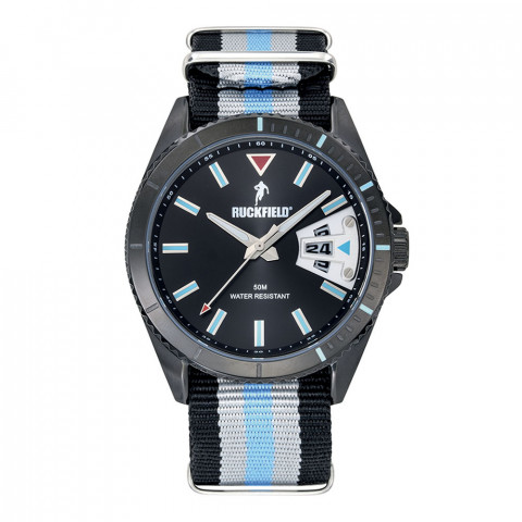 Montre Homme Ruckfield Acier Noir Nato noir, gris, bleu