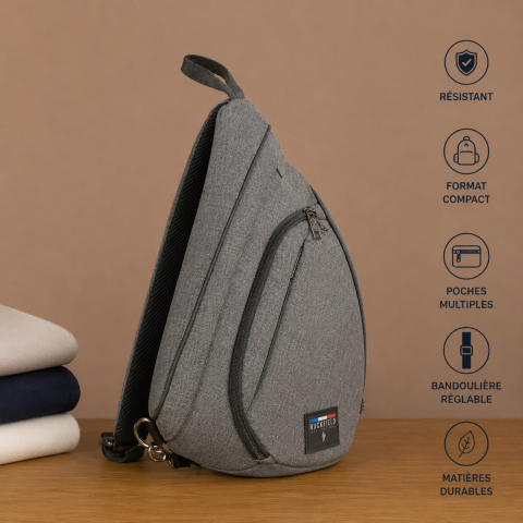 Sac porté travers french rugby club gris 