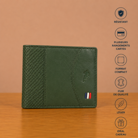 Portefeuille / porte cartes vert Ruckfield 11 x 9.5 cm