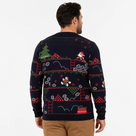 Pull de noël Ruckfield bleu marine  