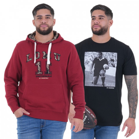 Pack duo Jonah Lomu sweat rouge foncé / t-shirt