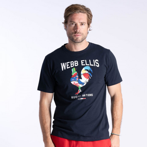 Tee-Shirt manches courtes Webb Ellis bleu marine coq 6 nations