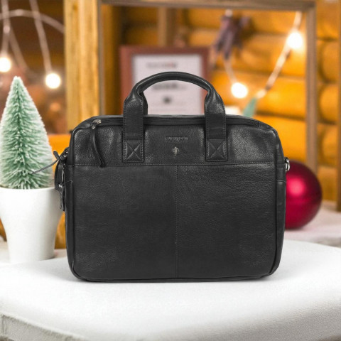 Serviette Ruckfield cuir noir 