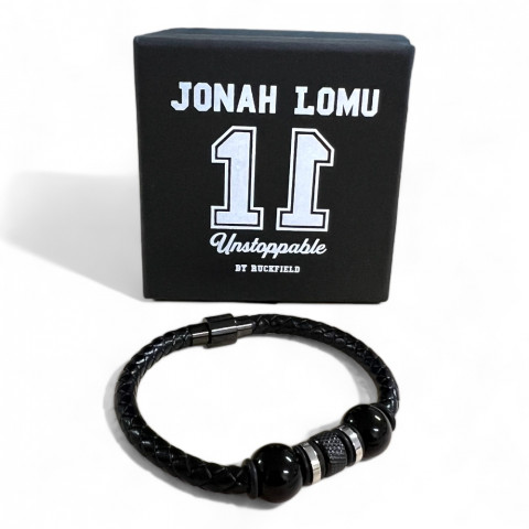 Bracelet tressé homme Jonah Lomu by Ruckfield noir 