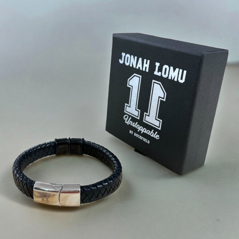 Bracelet en cuir large tresse homme Jonah Lomu by Ruckfield