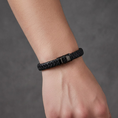Bracelet en cuir large tresse homme Jonah Lomu by Ruckfield