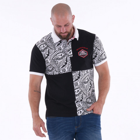 Polo Ruckfield IWI Maori noir à manches courtes