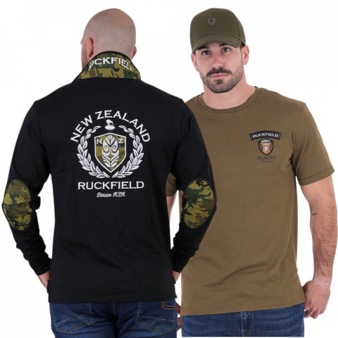 Polo à manches longues noir Ruckfield New Zealand Army + t-shirt offert
