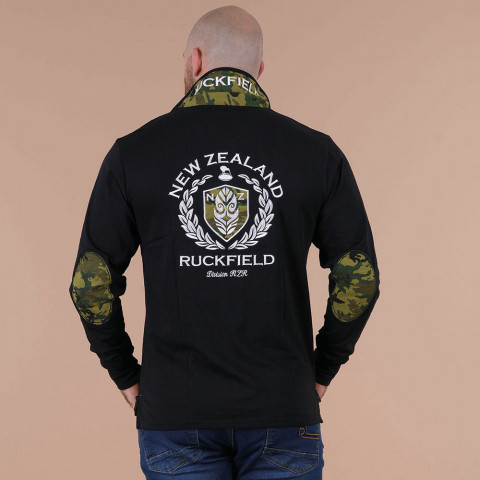 Polo à manches longues noir Ruckfield New Zealand Army