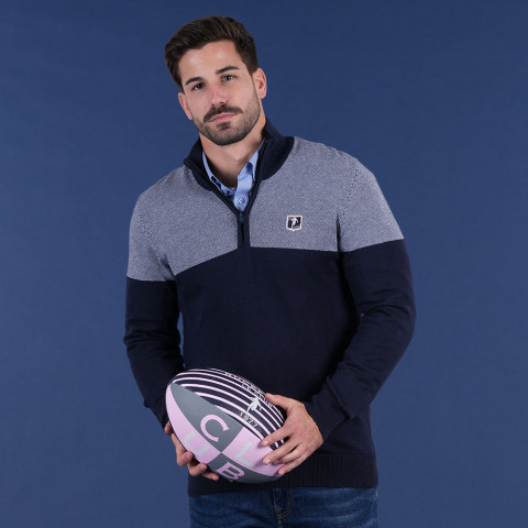 Pull demi zip Le Club Ruckfield bleu marine