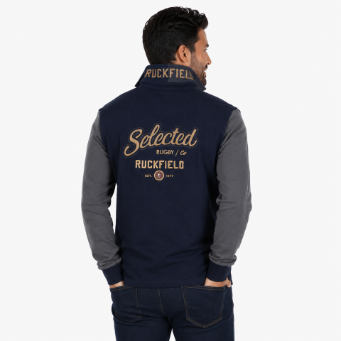 Polo à manches longues Ruckfied Selected Rugby bleu marine 