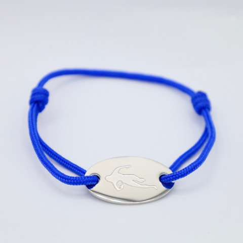 Bracelet cordon marine Médaillon ovale gravé "Papa je t’aime"