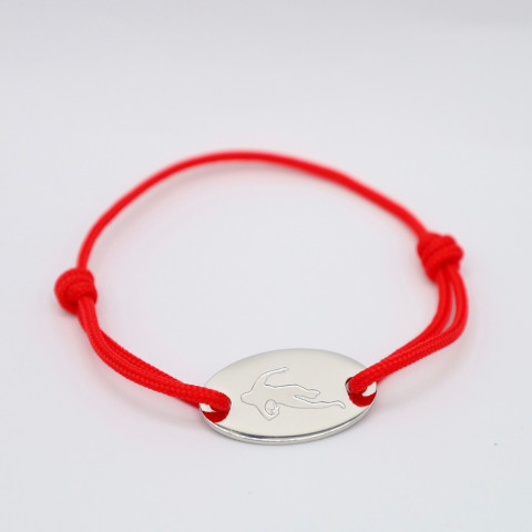 Bracelet cordon rouge Médaillon ovale gravé "Papa je t’aime"