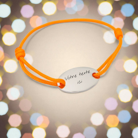 Bracelet orange à graver médaillon ovale