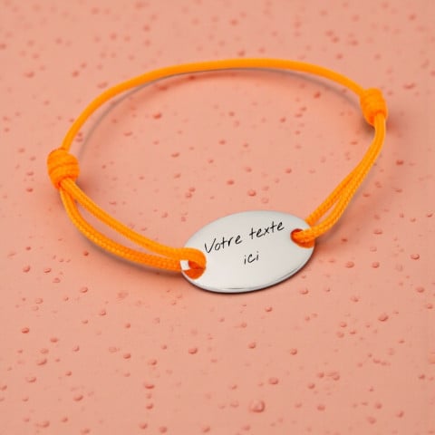 Bracelet orange à graver médaillon ovale