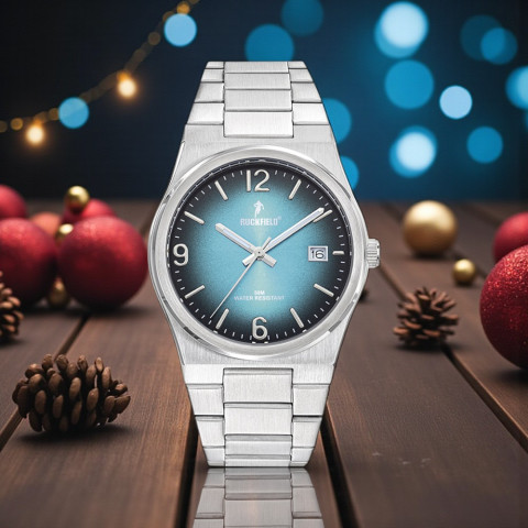 Montre Ruckfield argenté avec cadran bleu 