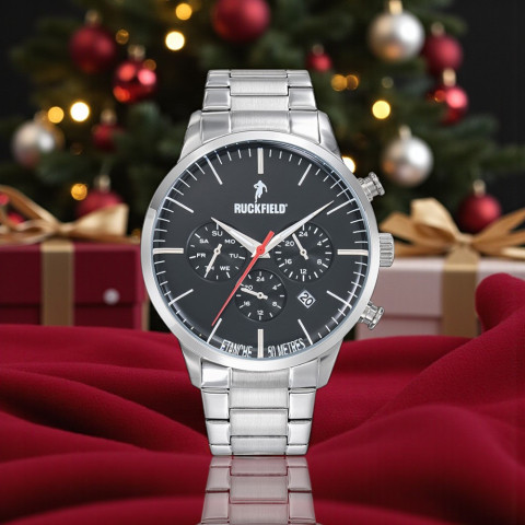 Montre homme Ruckfield argenté avec cadran noir