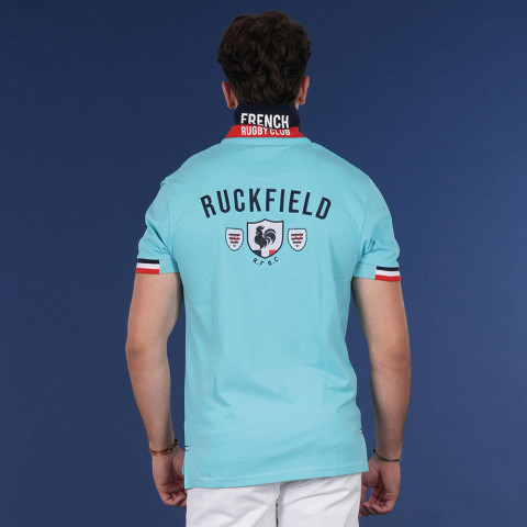Polo à manches courtes Ruckfield French Rugby Club bleu turquoise