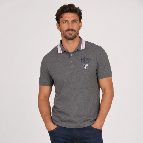 Polo MC gris clair Ruckfield Members Club House Rugby  - Grande taille S à 5XL