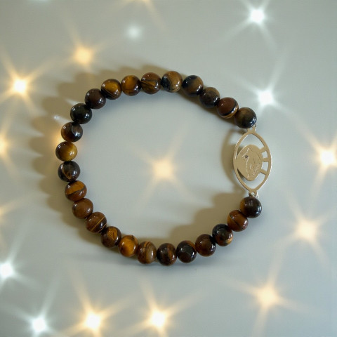 Bracelet Ruckfield x Stratos perles œil de tigre marron 