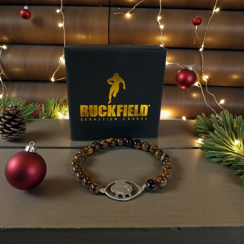 Bracelet Ruckfield x Stratos perles œil de tigre marron 