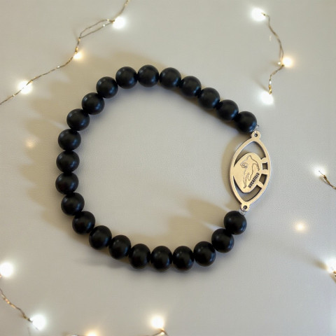 Bracelet Ruckfield x Stratos perles en agate noire