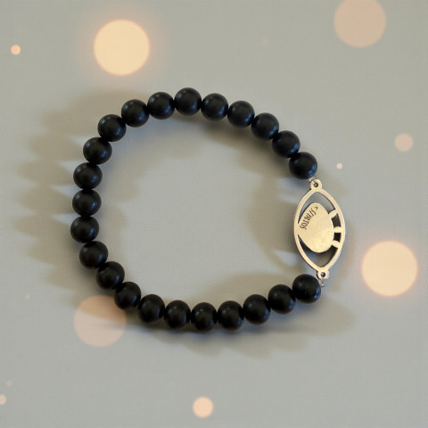 Bracelet Ruckfield x Stratos perles en agate noire