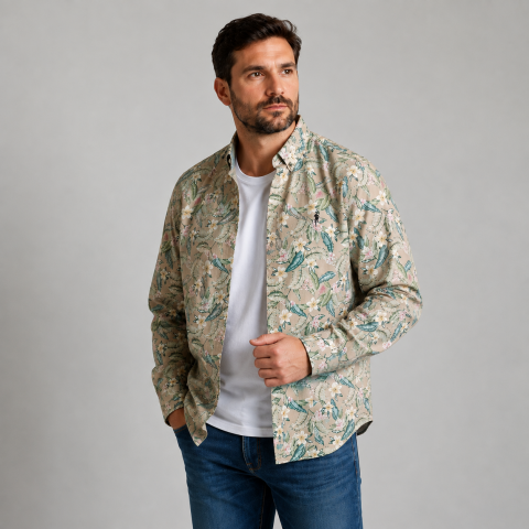 Chemise Ruckfield en voile de coton à manches longues beige