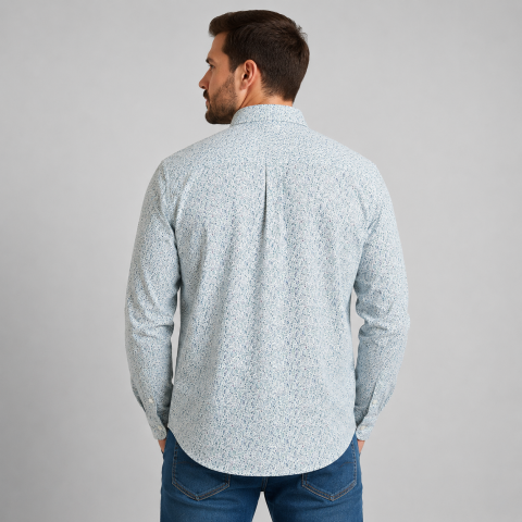 Chemise Ruckfield à manches longues en voile de coton blanc