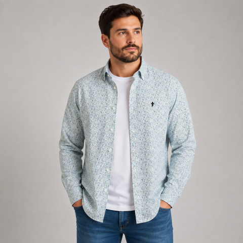 Chemise Ruckfield à manches longues en voile de coton blanc