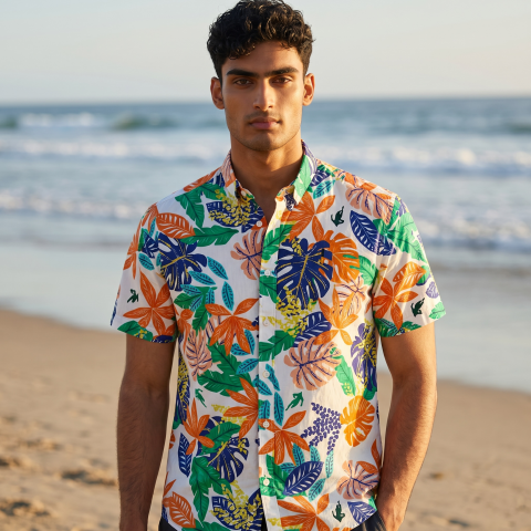 Chemisette Ruckfield homme fleuri – Voile de coton du S au 5XL