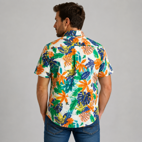 Chemisette Ruckfield homme fleuri – Voile de coton du S au 5XL