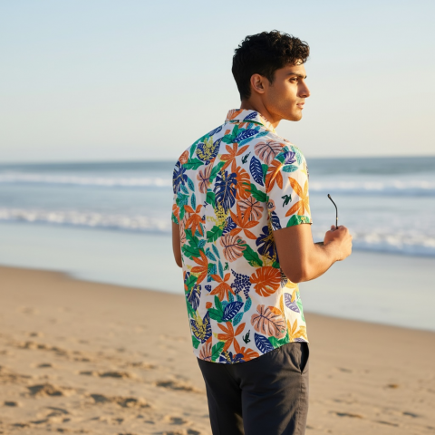 Chemisette Ruckfield homme fleuri – Voile de coton du S au 5XL