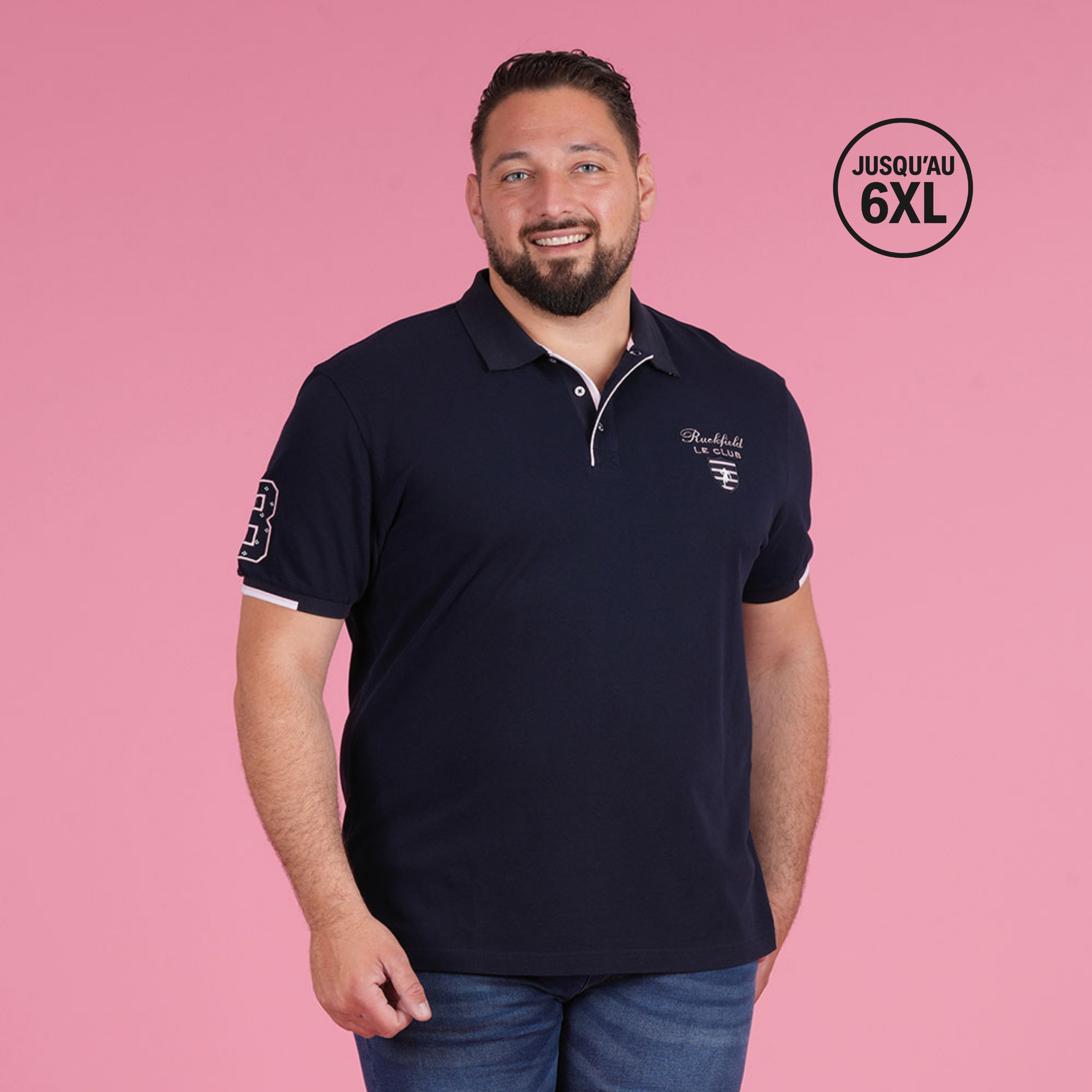 Polo Ruckfield grande taille bleu marine