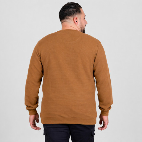 Pull léger col rond Ruckfield beige foncé - GOTS