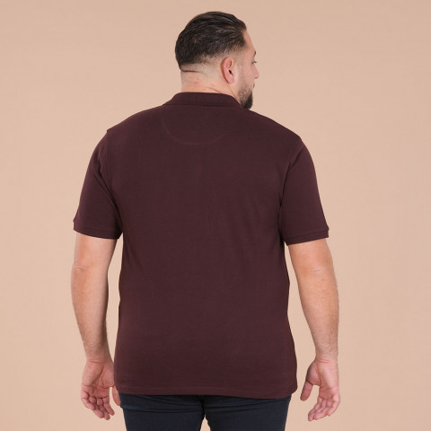 Polo bordeaux foncé à manches courtes Ruckfield Essentiel - GOTS